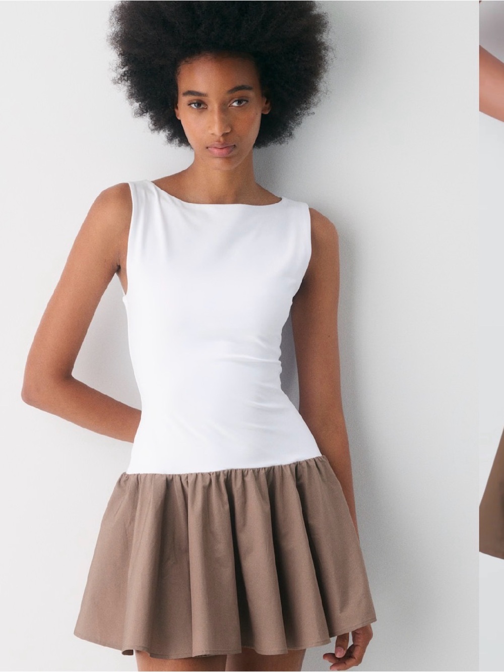Babaton White Sleeveless Boatneck Top